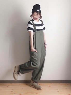 「CUBE SUGAR（キューブシュガー）のアイテム（サロペット/オーバーオール）」を使った、ta_ma_☺︎さん（レディース・167cm）の夏コーディネート