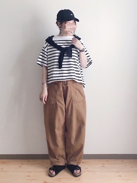 「ストローハット」｜「アイテム（キャップ）」を使った、ta_ma_☺︎さん（レディース・167cm）の夏コーディネート