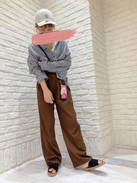 「ジャージーパンツ」｜「アイテム（キャップ）」を使った、mai＊さん（レディース・161cm）の秋コーディネート