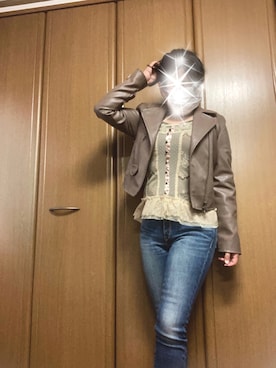 「COCO DEAL（ココディール）のアイテム（ライダースジャケット）」を使った、さち(=^ェ^=)さん（レディース・153cm）の秋コーディネート