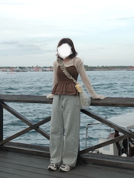 「アイテム（デニムパンツ）」を使った、こにさん（レディース・163cm）の秋コーディネート