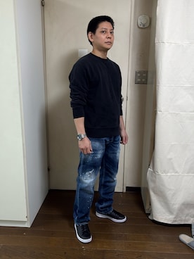 「UNIQLO（ユニクロ）のアイテム（スウェット、ブラック系）」を使った、こうさん（メンズ・161cm）の秋コーディネート