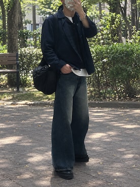 「WYM LIDNM（ウィム バイ リドム）のCOOL DRY LAYERED TANK TOP（タンクトップ）」を使った、RENさん（メンズ・170cm）の秋コーディネート