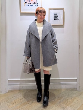 「体型カバー」｜「アイテム（ピーコート）」を使った、CHIEさん（レディース・158cm）の冬コーディネート