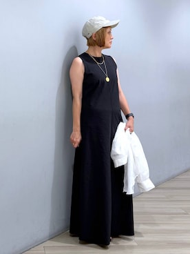 「BABYLONE（バビロン）のラミーシアーカシュクールシャツ（シャツ/ブラウス、ホワイト系）」を使った、CHIEさん（レディース・158cm）の夏コーディネート