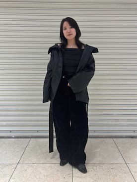 「Ungrid（アングリッド）のウエスタンデザインサボ（その他シューズ、ブラック系）」を使った、小坂  紗麗さん（レディース・161cm）の秋コーディネート