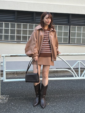 「mystic（ミスティック）のウエスタンブーツ（ブーツ）」を使った、mika🍊さん（レディース・155cm）の冬コーディネート