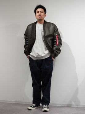 「アイテム（MA-1）」を使った、sawakitaさん（メンズ・169cm）の冬コーディネート
