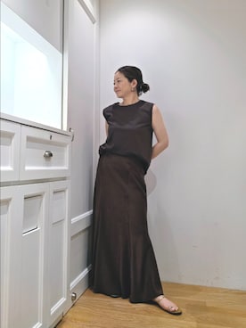 「NATURAL BEAUTY BASIC(ナチュラルビューティーベーシック)のメタルポイントノースリーブカットソ-(T Shirts、ブラウン系)」を使った、kim_kim___nbbさん(レディース・154cm)の夏コーディネート