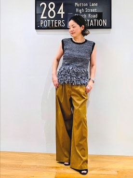 「N.(N. Natural Beauty Basic)(エヌエヌナチュラルビューティーベーシック)のフリンジニット(Knitwear、ブラック系)」を使った、kim_kim___nbbさん(レディース・154cm)の夏コーディネート