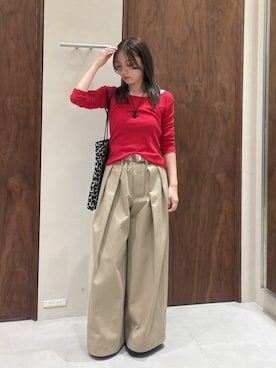 「アイテム（トップス、レッド系）」を使った、ggsachiさん（レディース・158cm）の秋コーディネート