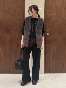 「アイテム（バンダナ/スカーフ、ブラウン系）」を使った、ggsachiさん（レディース・158cm）の秋コーディネート
