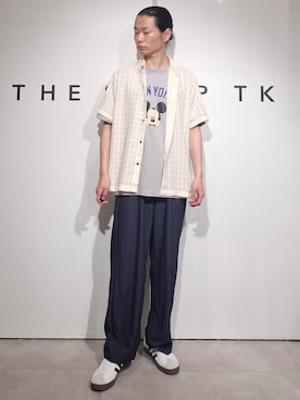 「THE SHOP TK （ザ ショップ ティーケー ）のアイテム（シャツ/ブラウス）」を使った、aoi0326さん（メンズ・173cm）の夏コーディネート