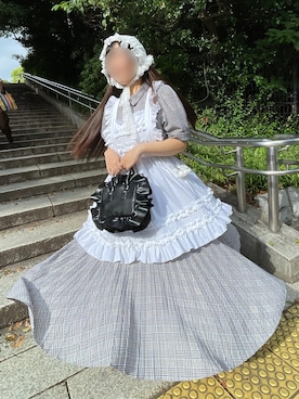 「merry jenny（メリージェニー）のsugar lace bonnet（その他ヘアアクセサリー、ホワイト系）」を使った、陽立 ひとえさん（レディース・156cm）の秋コーディネート