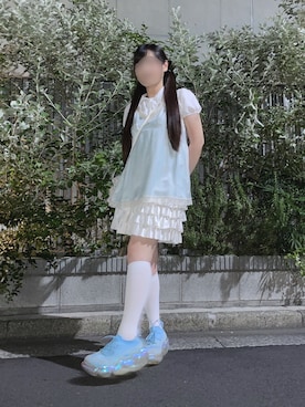 「GU（ジーユー）のアイテム（キャミソール）」を使った、陽立 ひとえさん（レディース・156cm）の夏コーディネート