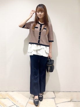 「index（インデックス）の《丈が選べる》ストレートデニムパンツ【洗濯機洗い可】（その他パンツ、ブルー系）」を使った、miaさん（レディース・155cm）の夏コーディネート