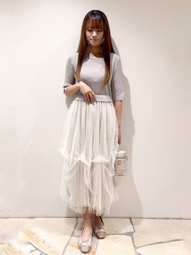 「index（インデックス）の【2WAY】キルティングバニティバッグ（ショルダーバッグ、ベージュ系）」を使った、miaさん（レディース・155cm）の夏コーディネート