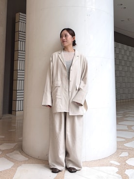 「KBF（ケイビーエフ）のチェックオーバーシャツ（シャツ/ブラウス、ホワイト系）」を使った、nanaseさん（レディース・156cm）の秋コーディネート
