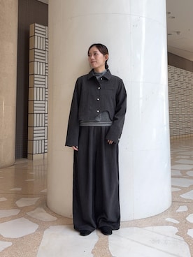 「KBF（ケイビーエフ）のハイネックニットSETカーディガン（カーディガン/ボレロ、グレー系）」を使った、nanaseさん（レディース・156cm）の秋コーディネート
