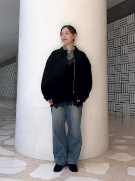 「SMELLY（スメリー）のステンレスカラービーズ2セットネックレス（ネックレス、ブラック系）」を使った、nanaseさん（レディース・156cm）の秋コーディネート