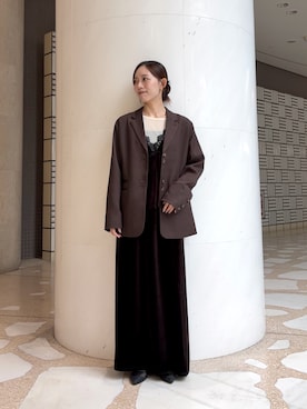 「KBF（ケイビーエフ）のアイテム（セットアップ）」を使った、nanaseさん（レディース・156cm）の秋コーディネート