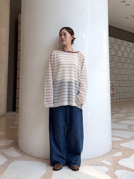 「SMELLY（スメリー）のステンレスカラービーズ2セットネックレス（ネックレス、ブラック系）」を使った、nanaseさん（レディース・156cm）の夏コーディネート