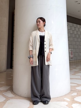 「KBF（ケイビーエフ）のアイテム（パンツ）」を使った、nanaseさん（レディース・156cm）の夏コーディネート