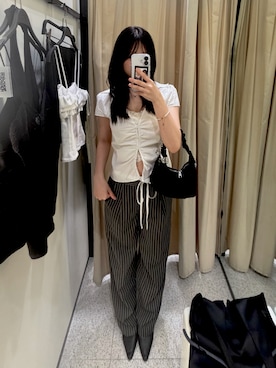 「ZARA（ザラ）のアイテム（シャツ/ブラウス、ホワイト系）」を使った、    lune.jpg さん（レディース・163cm）の夏コーディネート