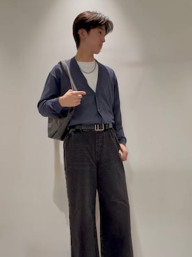 「GLOBAL WORK（グローバルワーク）のGOODデニムイージーパンツ/498394（デニムパンツ、ブラック系）」を使った、toshi10550さん（メンズ・174cm）の秋コーディネート