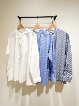 「grove（グローブ）のバックシャーリングシャツ（シャツ/ブラウス、ホワイト系）」を使った、memeさん（レディース・149cm）の春コーディネート