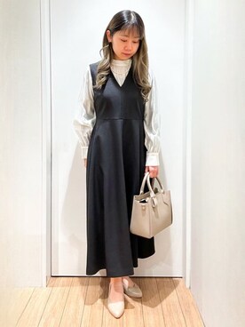 「オフィスカジュアル」｜「アイテム（ワンピース）」を使った、memeさん（レディース・149cm）の冬コーディネート
