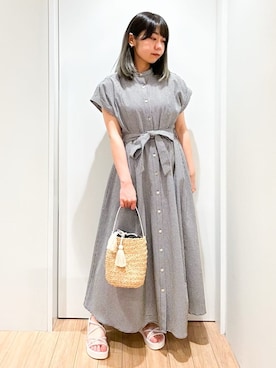 「grove（グローブ）の【UVカット・洗濯機OK】アクティブも綺麗も叶うワンピース（ワンピース、ブラック系）」を使った、memeさん（レディース・149cm）の春コーディネート