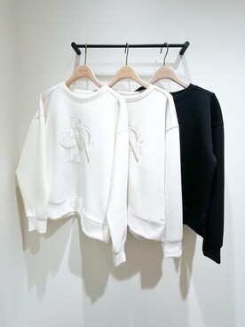 「grove（グローブ）のサークルロゴ刺繍ダンボールスエット（スウェット、ホワイト系）」を使った、memeさん（レディース・149cm）の冬コーディネート