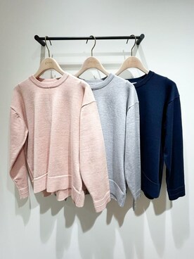 「grove（グローブ）の【SETUP可能】冬から春まで心地よく　タック編みオーバーサイズニット（ニット/セーター、ピンク系）」を使った、memeさん（レディース・149cm）の冬コーディネート