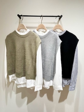 「grove（グローブ）のニットベスト×シャツセット（その他トップス、ブラック系）」を使った、memeさん（レディース・149cm）の秋コーディネート