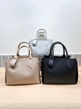 「grove（グローブ）のハンドルノットリボン2WAYトート【入卒対応可】（ショルダーバッグ、ブラック系）」を使った、memeさん（レディース・149cm）の冬コーディネート