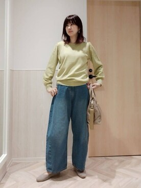 「SHOO・LA・RUE（シューラルー）の◆【高レビュー】洗えてサラサラ スクエアニットパンプス（パンプス、ベージュ系）」を使った、よなさん（レディース・164cm）の春コーディネート