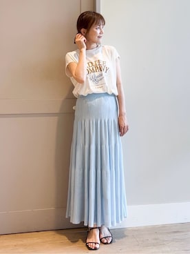 「Lee（リー）のアイテム（Tシャツ/カットソー）」を使った、yamakoさん（レディース・154cm）の夏コーディネート