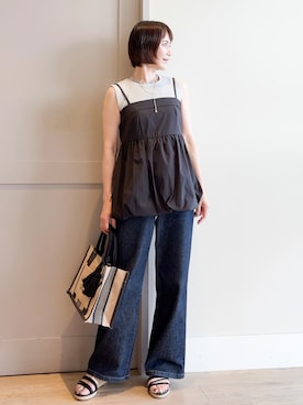 「SOMETHING（サムシング）のアイテム（パンツ）」を使った、yamakoさん（レディース・154cm）の夏コーディネート