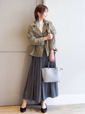 「アイテム（トレンチコート、グリーン系）」を使った、yamakoさん（レディース・154cm）の春コーディネート