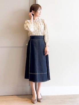 「アイテム（イヤリング、ベージュ系）」を使った、yamakoさん（レディース・154cm）の春コーディネート