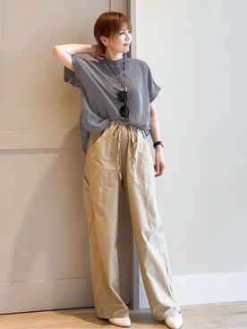 「Lee（リー）のアイテム（その他パンツ）」を使った、yamakoさん（レディース・154cm）の夏コーディネート
