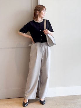 「アイテム（アクセサリー、パープル系）」を使った、yamakoさん（レディース・154cm）の夏コーディネート