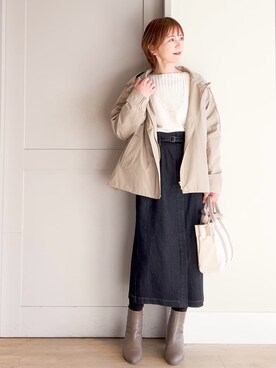 「Lee（リー）のアイテム（トートバッグ）」を使った、yamakoさん（レディース・154cm）の冬コーディネート