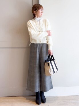 「Lee（リー）のアイテム（トートバッグ）」を使った、yamakoさん（レディース・154cm）の冬コーディネート