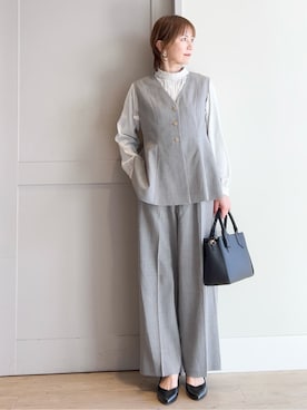 「アイテム（イヤリング、グレー系）」を使った、yamakoさん（レディース・154cm）の冬コーディネート