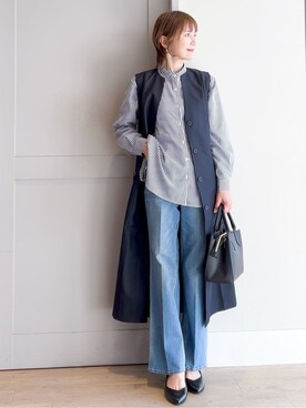 「アイテム（イヤリング、グレー系）」を使った、yamakoさん（レディース・154cm）の冬コーディネート