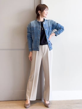 「アイテム（イヤリング、ベージュ系）」を使った、yamakoさん（レディース・154cm）の春コーディネート