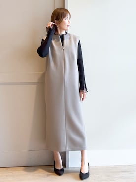 「アイテム（イヤリング、ベージュ系）」を使った、yamakoさん（レディース・154cm）の冬コーディネート