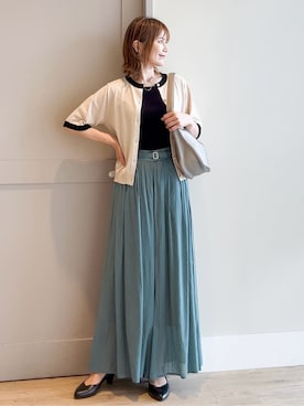 「アイテム（アクセサリー、パープル系）」を使った、yamakoさん（レディース・154cm）の夏コーディネート